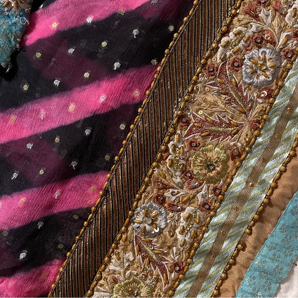 Pakistani Black Gold Pink and Blue Shalwar Kameez - Picture 8 of 15